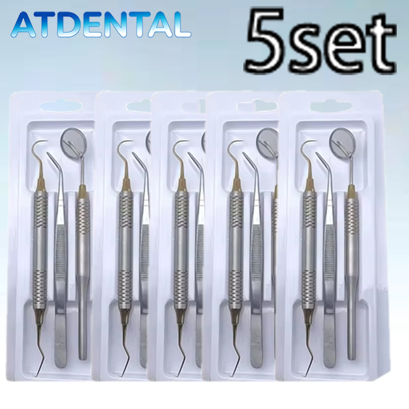 Dental Mirror Probe - 5 pz Dentale Doppio Attacco Bocca